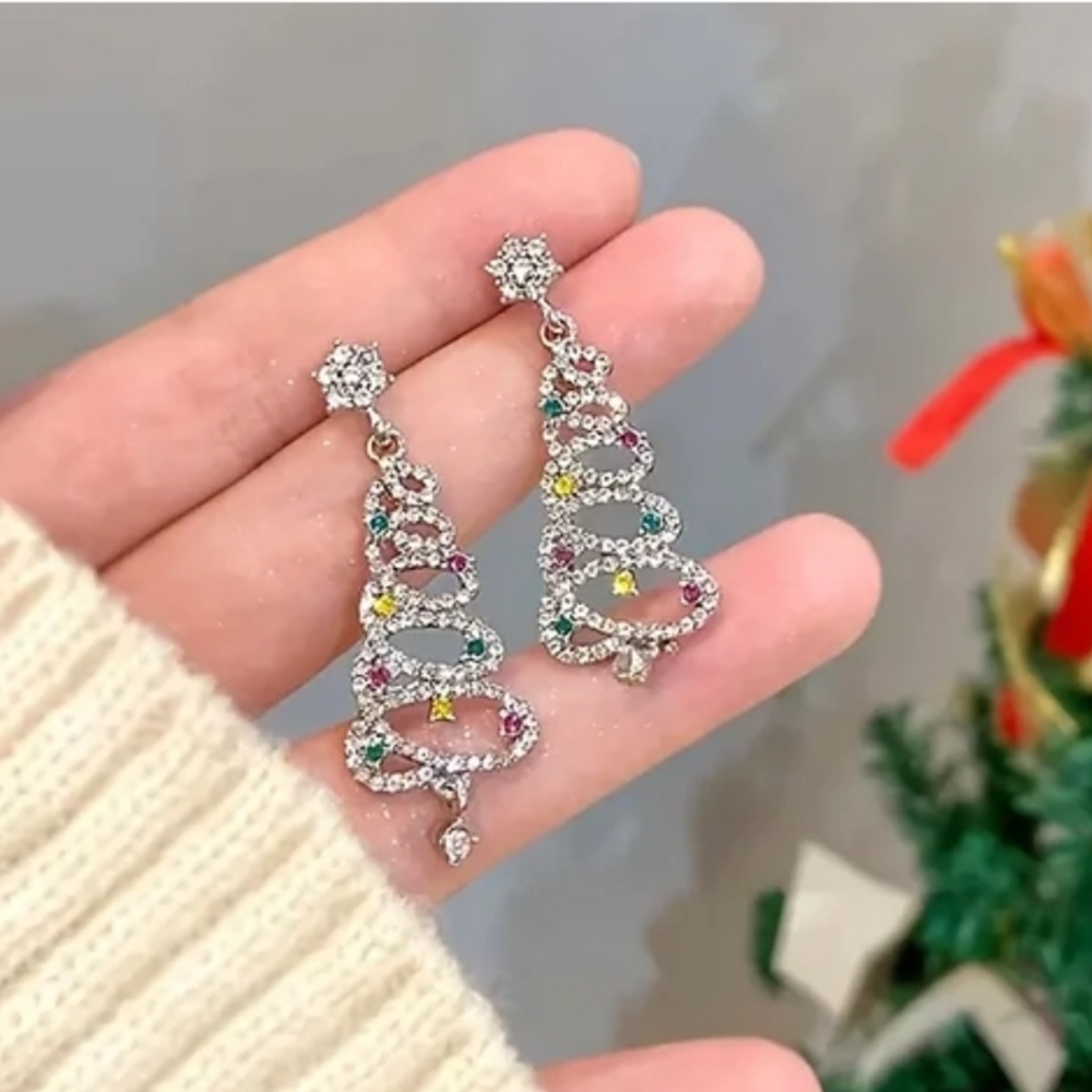 Elegant Multicolor Christmas Tree Earrings